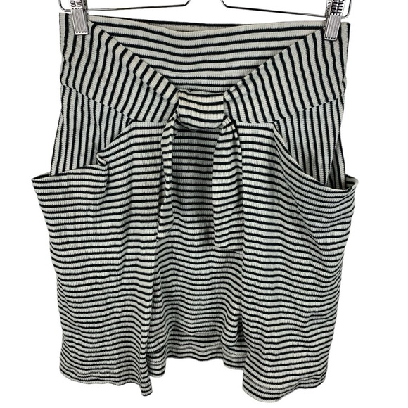 Free People sz S All Tied Up Layered Skirt Cream Black Striped Stretch Knit - Picture 2 of 8